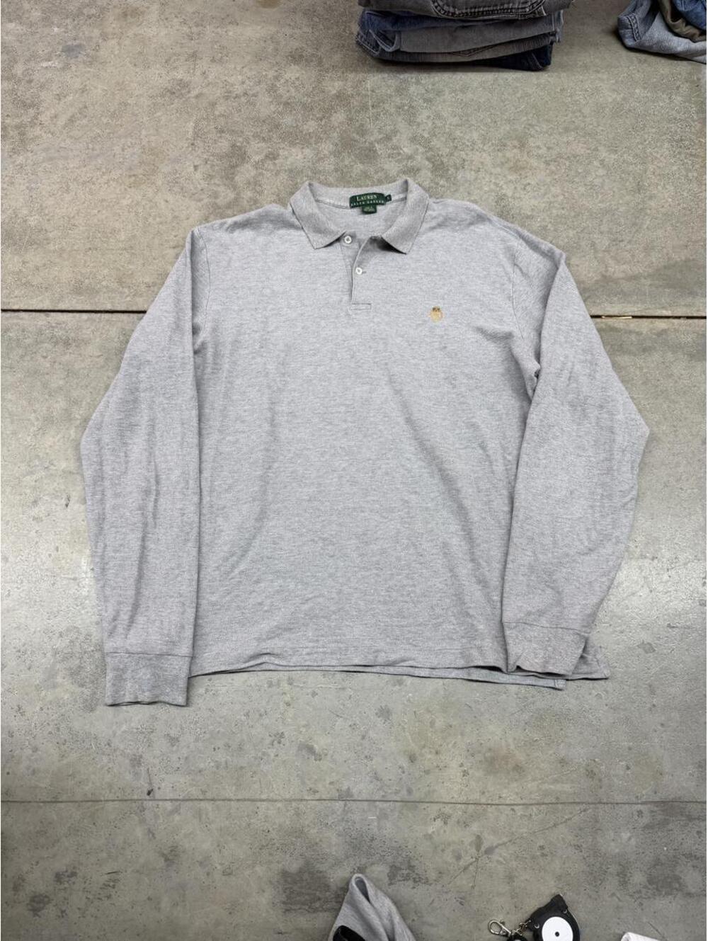 vintage lauren ralph lauren grey rugby polo shirt size large